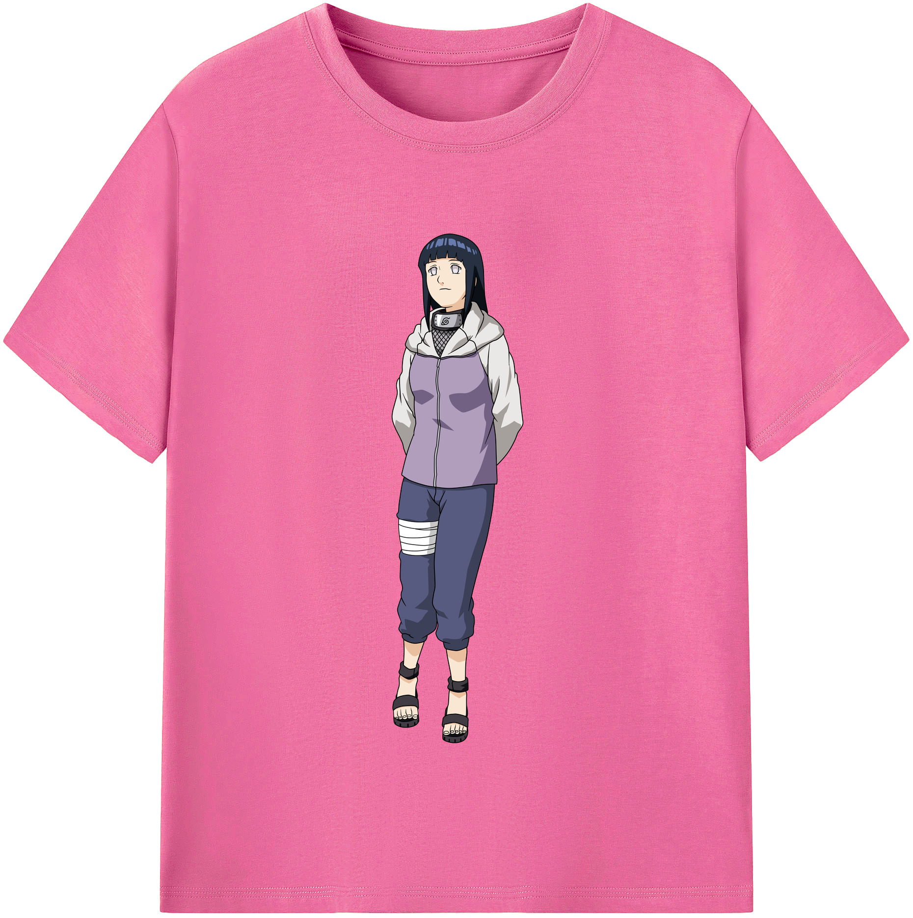 （画像用） NARUTO -ナルト- 日向ヒナタ Hyūga Hinata レディースカジュアルプリントTシャツ（綿100％）